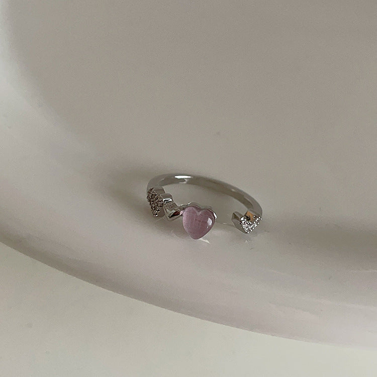 Women's Pink Opal Love Metal Open For Rings