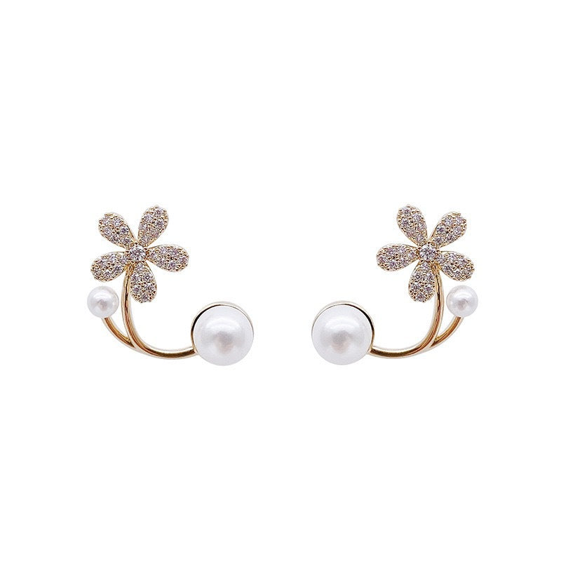 Diamond Flower Niche Temperamental Personalized Advanced Design Stud Earrings