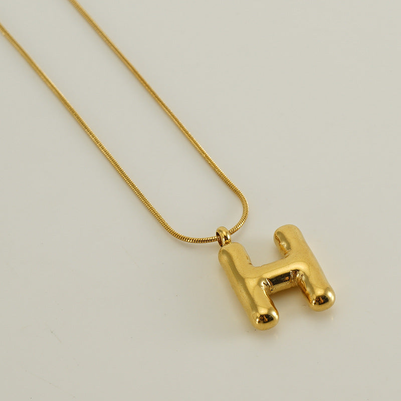 Bubble Letter Snake Bones Chain Titanium Steel Necklaces