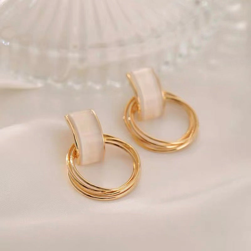 Women's Sier Needle Retro Geometric Metal Design Earrings