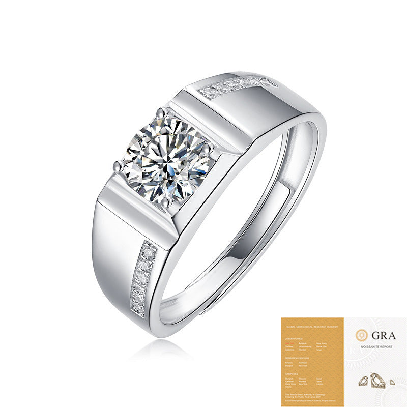 Men's Attractive Sier Moissanite Live Wedding Rings