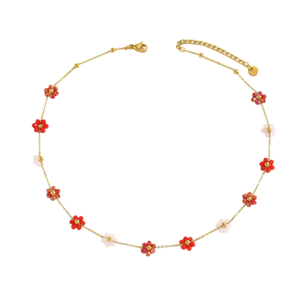 Women's Niche Flower Design Inlaid Crystal Long Necklaces