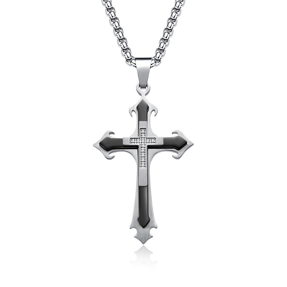 Men's Pattern Combination Inlaid Stone Cross Fashion Pendants
