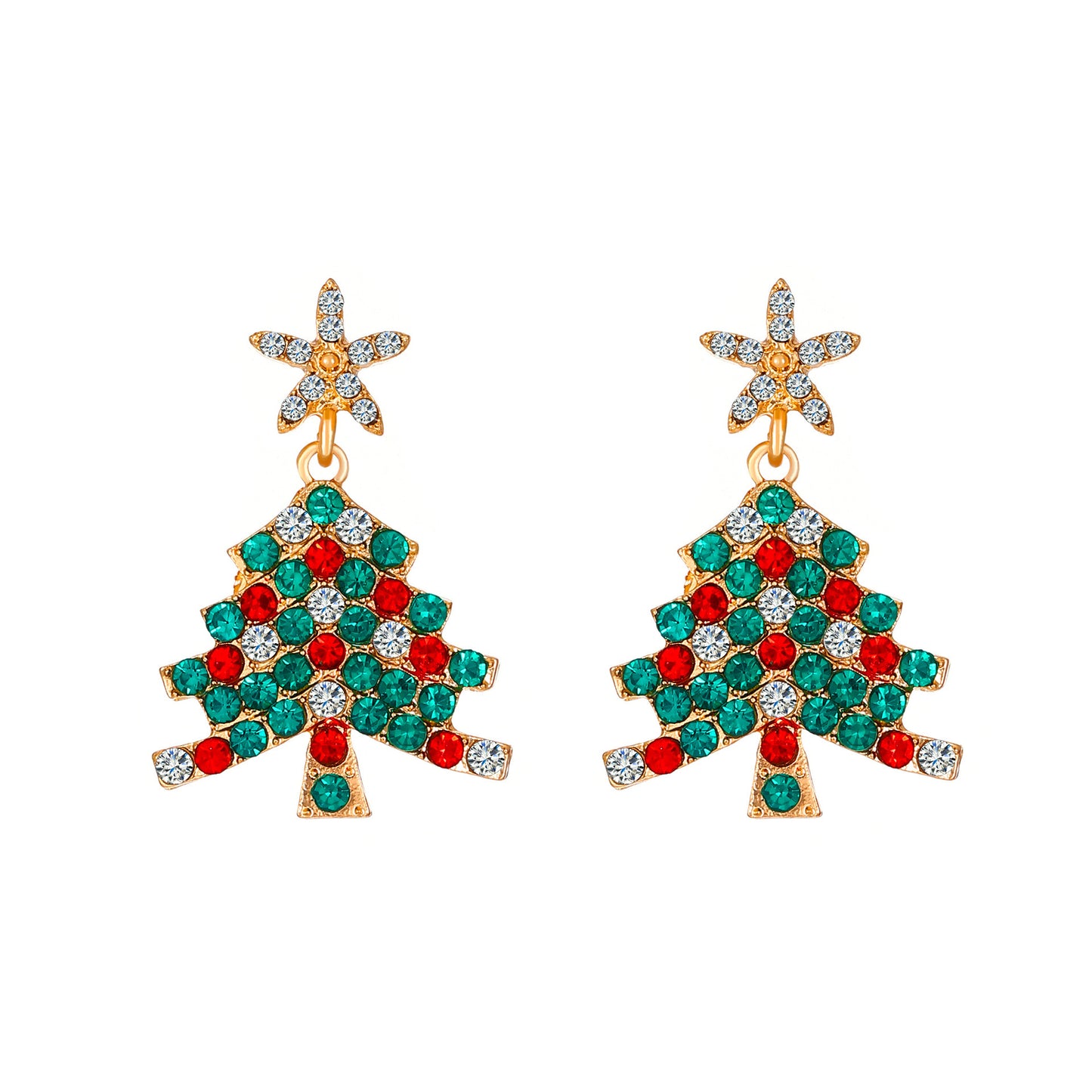 Women's Style Diamond Christmas Tree Exquisite Temperament Colorful Earrings
