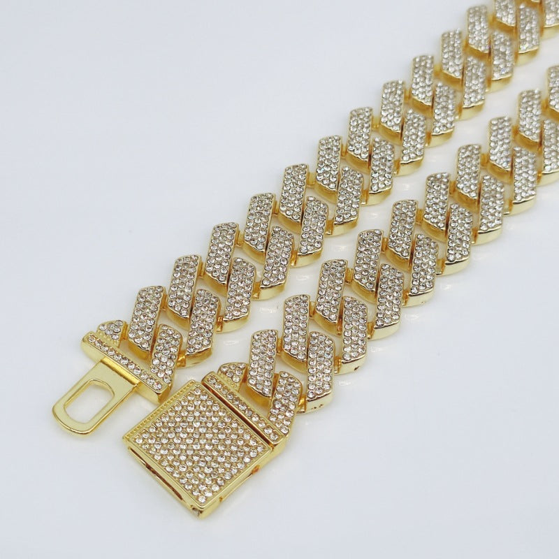 Flip Box Buckle Diamond Three-row Drill Necklaces