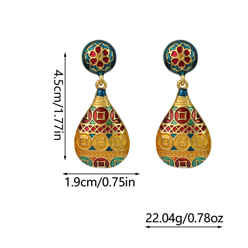Women's Fashion Tassel Long Enamel Water Drop Earrings