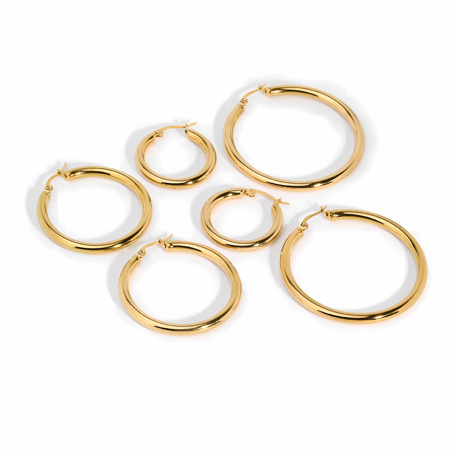 Women's Gold Stainless Steel Exaggerated Circle Hollow Earrings