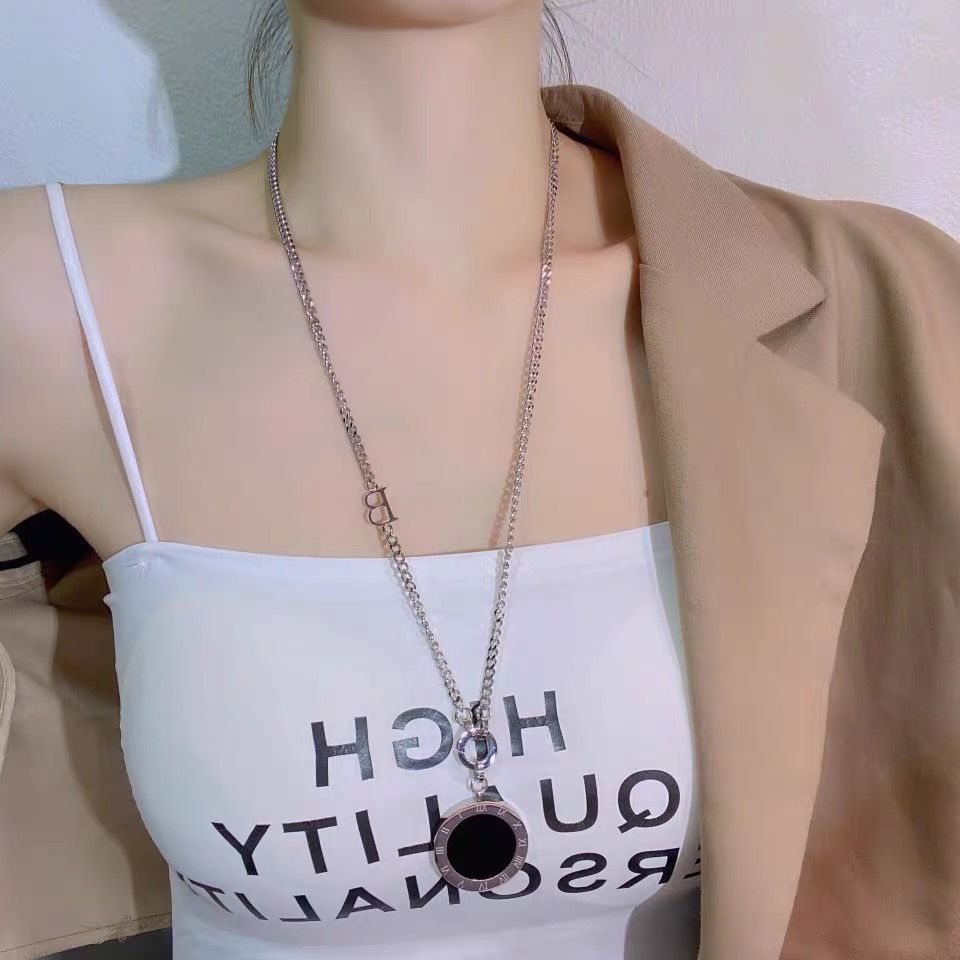 Long Fashionable Fashion Titanium Steel Roman Numeral Necklaces