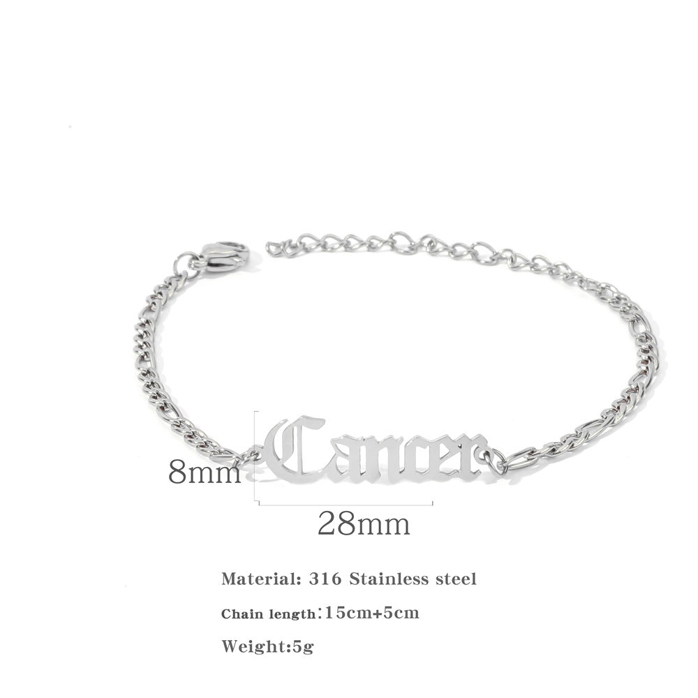 Constellations Ancient English Letters Titanium Steel Bracelets
