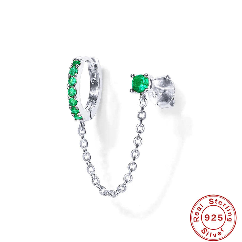 Sterling Sier Single Row Diamond Tassel Earrings