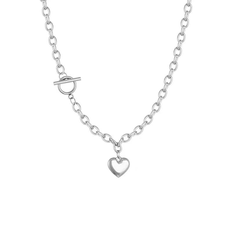 Retro Love Heart Buckle Cool Earth Necklaces
