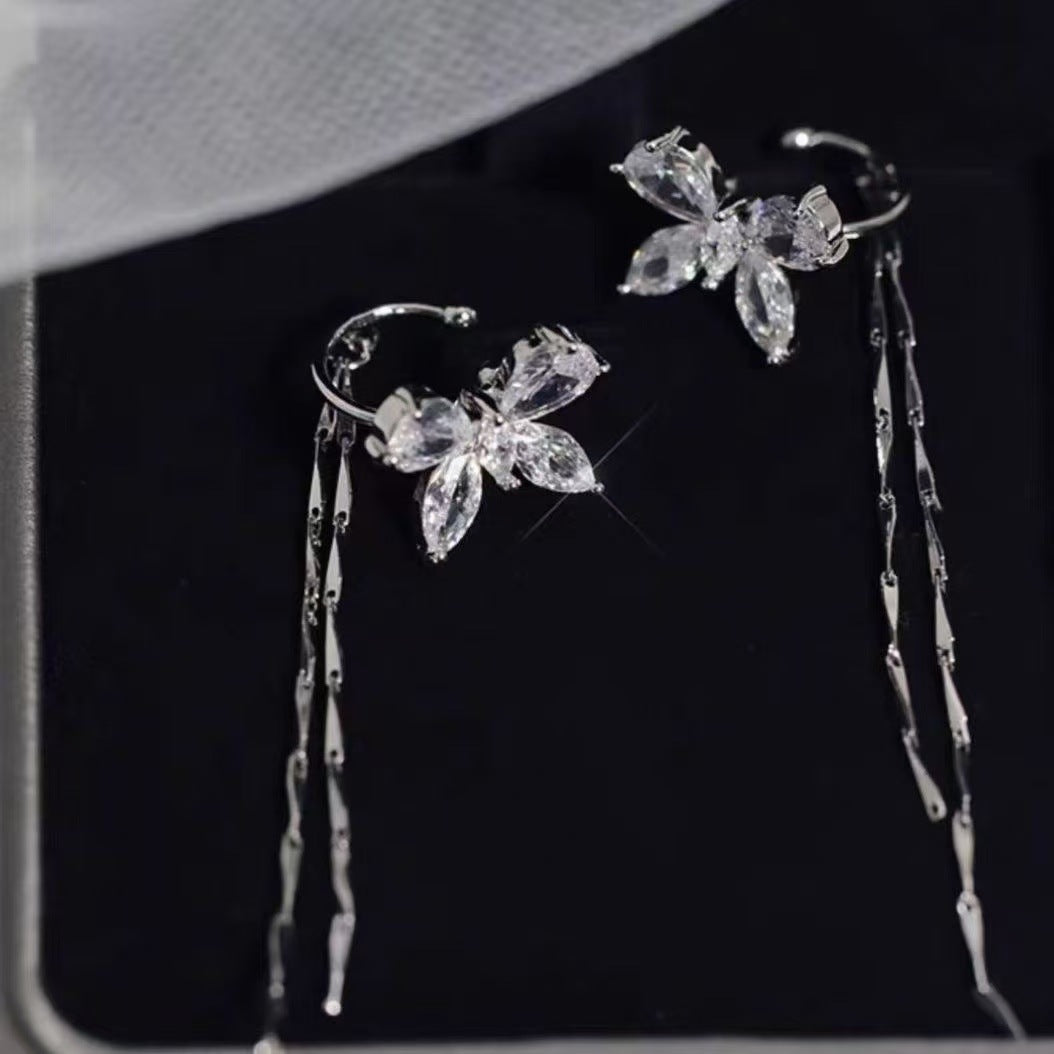 Ear Clip Fairy Temperamental Butterfly Tassel Fashionable Earrings
