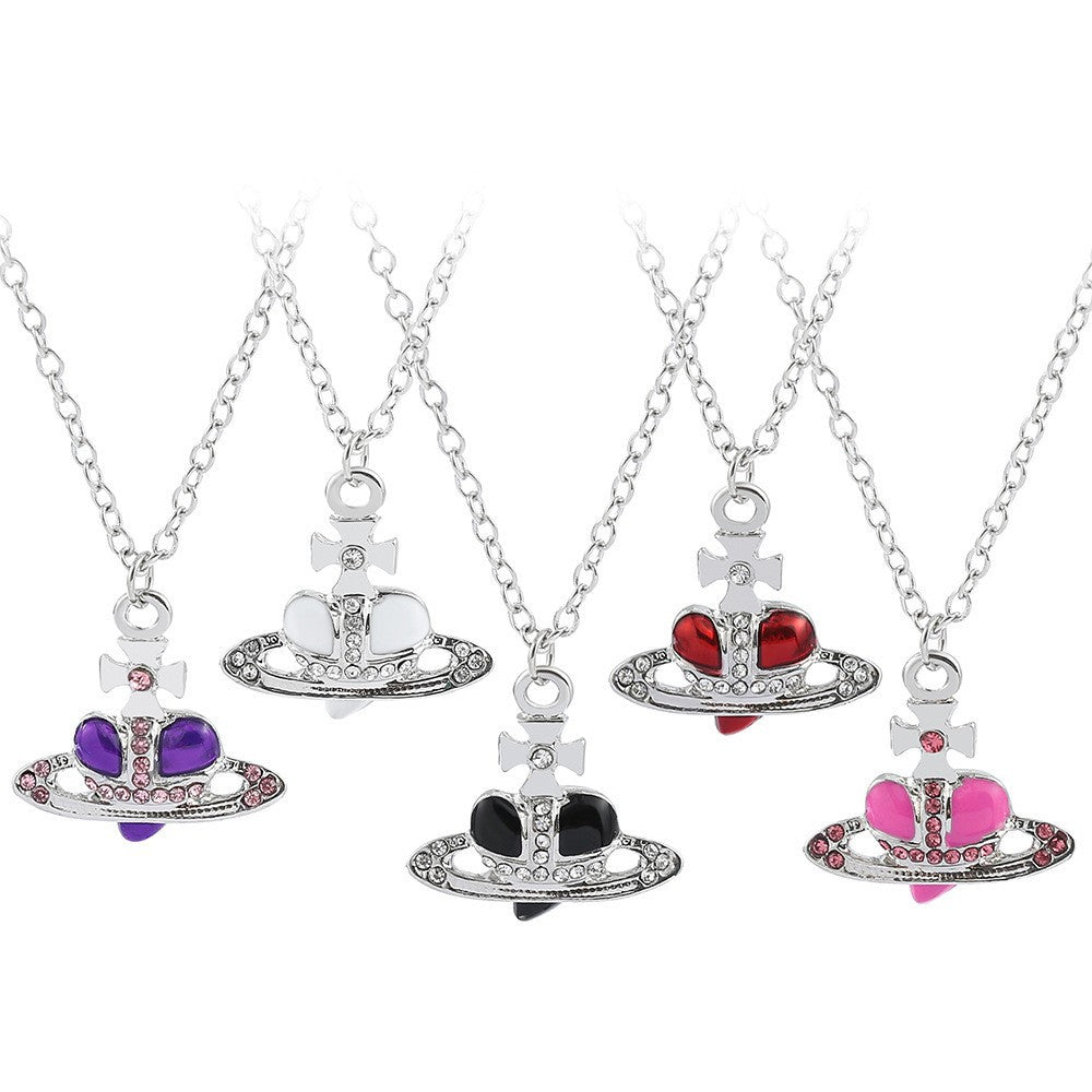 Mother Of The West Saturn Glass Planet Necklaces