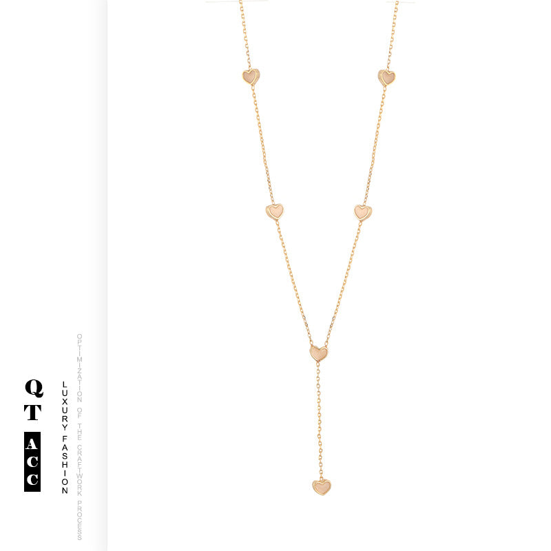 Women's Exquisite French Commuter Gentle Brass Gold Plated Heart Necklaces