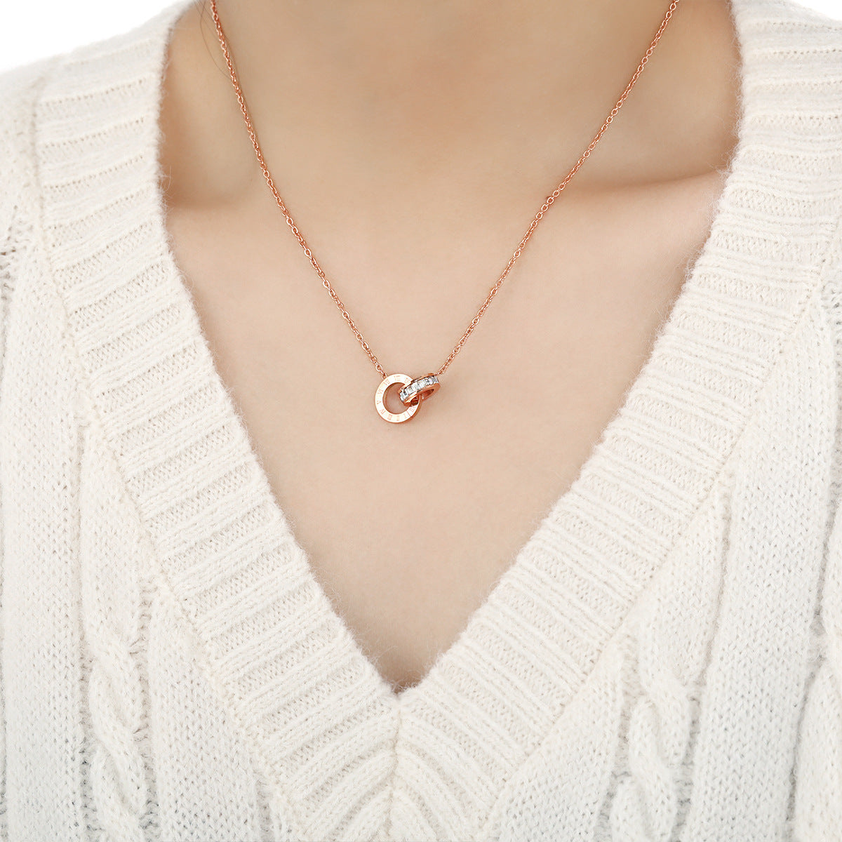 Women's Personality Affordable Luxury Roman Numerals Double Fashion Simple Necklace