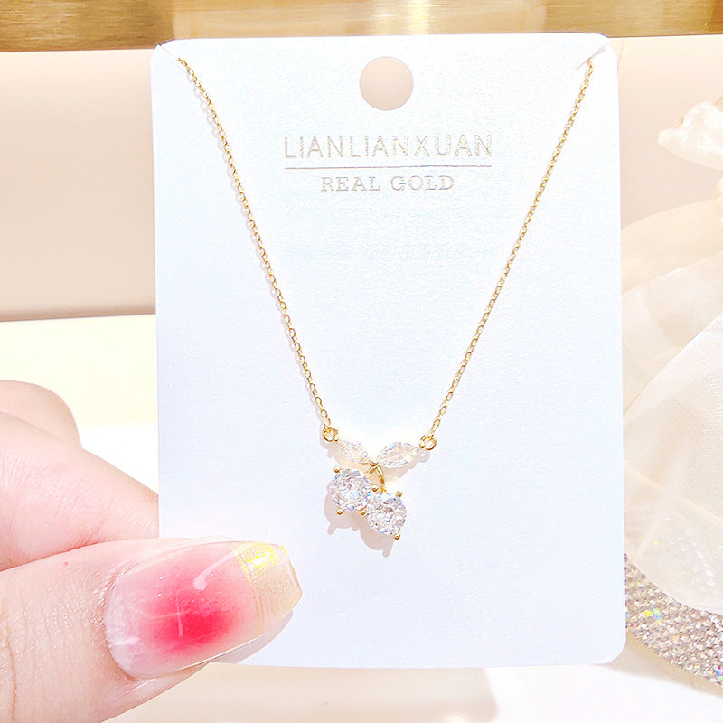Women's Copper Summer High-grade Simple Refined Zircon Gold Necklaces