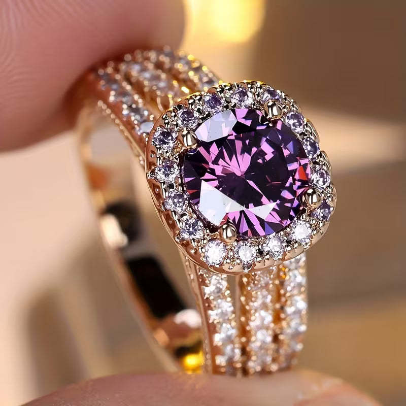 Copper Micro Inlaid Zircon Index Finger Rose Gold Round Bag Rings