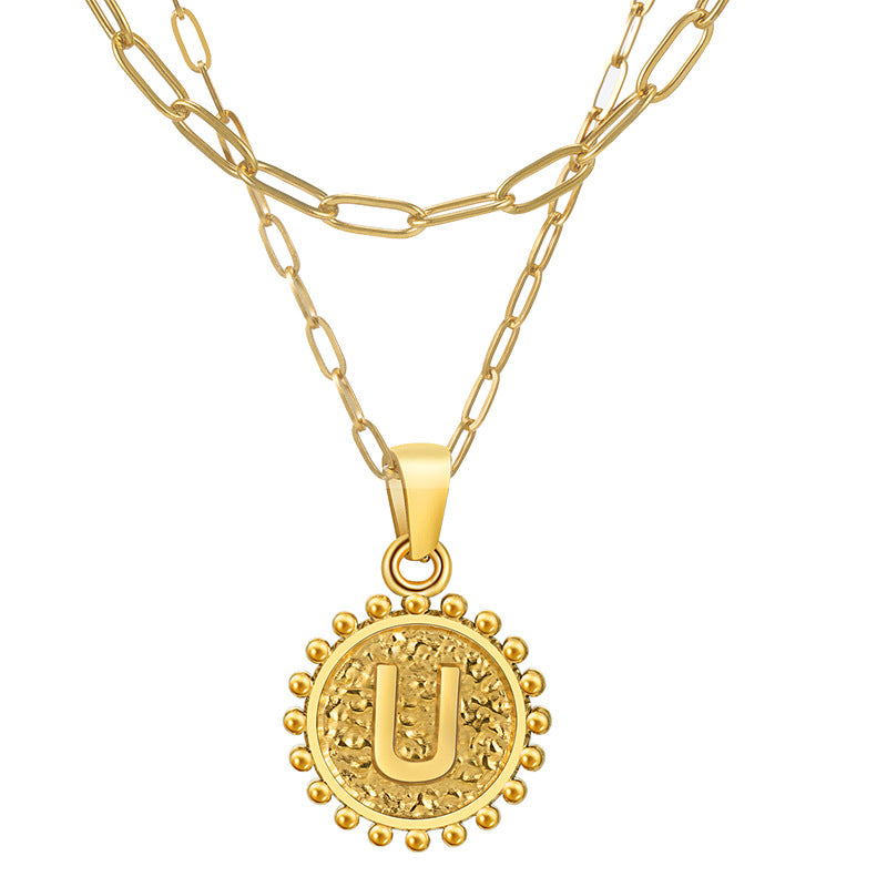 Women's Round Letter Double Layered Wear Popular Necklaces