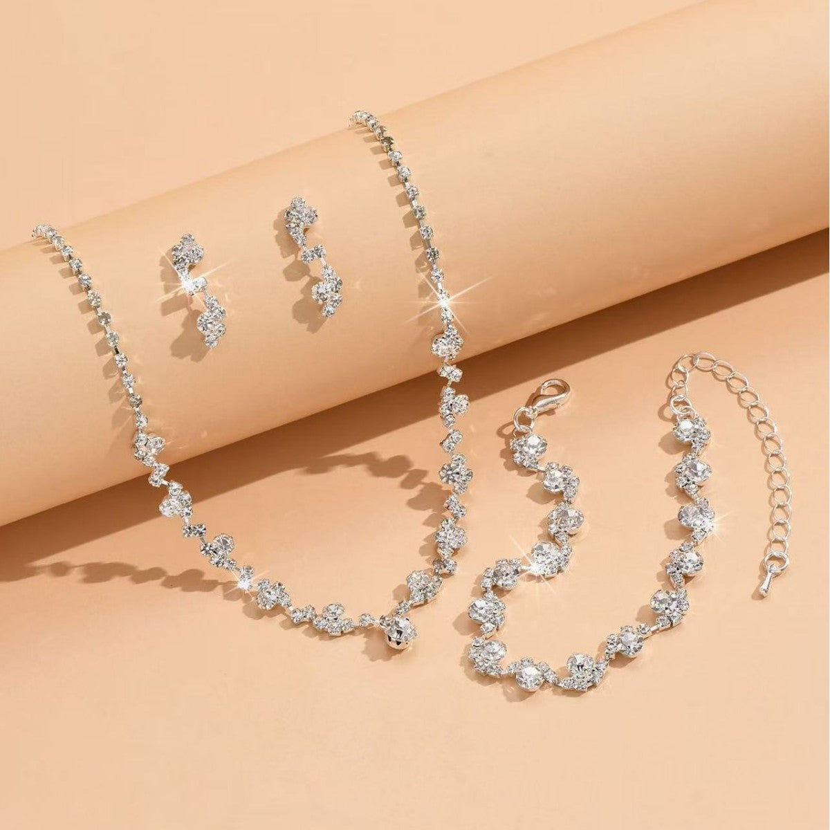 Korean Bridal Super Flash Rhinestone Full Diamond Formal Necklace