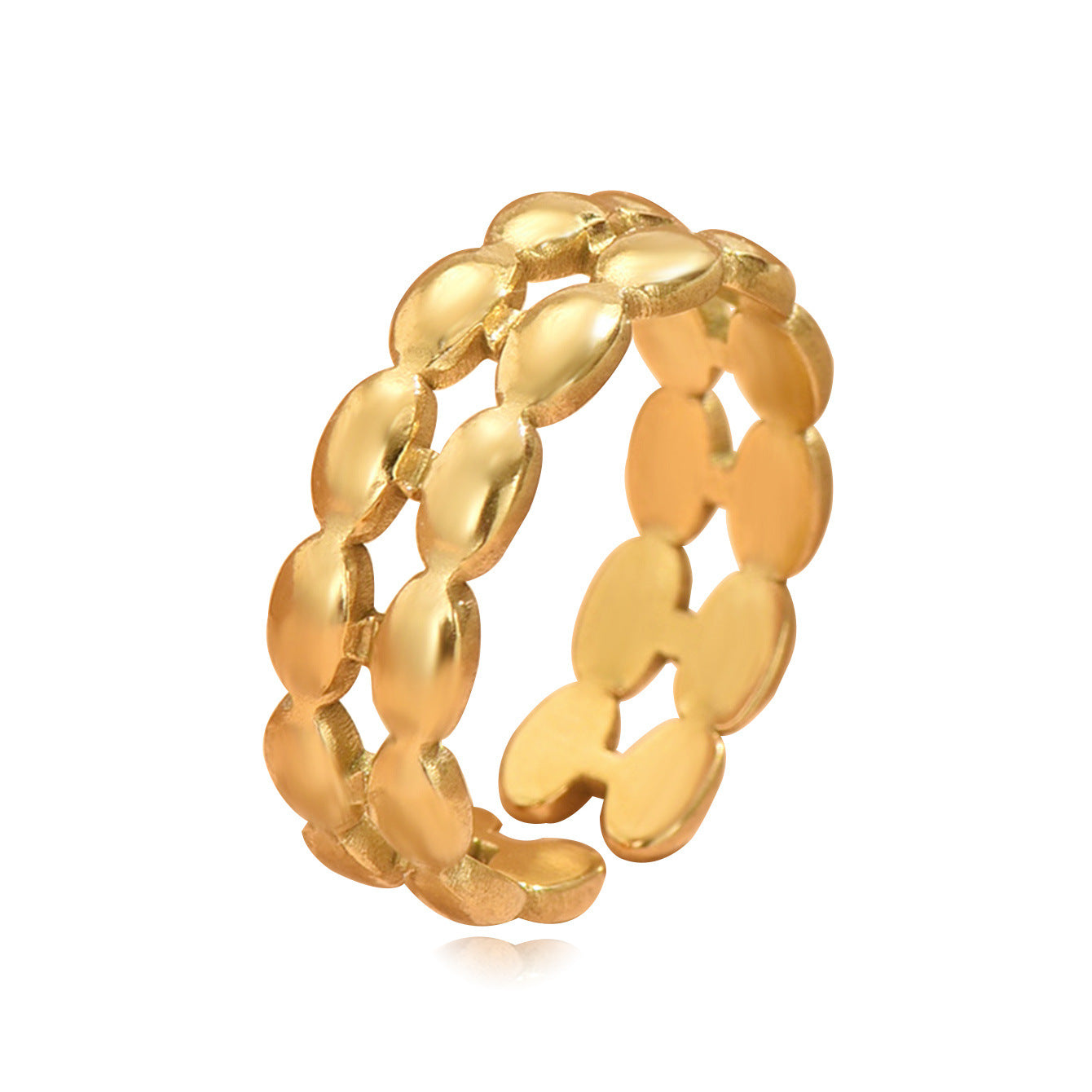 French Retro Double Row Oval Adjustable Rings