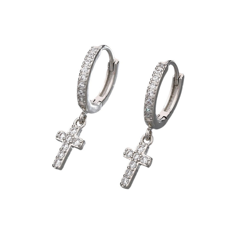 Women's Diamond Cross Ear Clip Personality Gold-plated Earrings