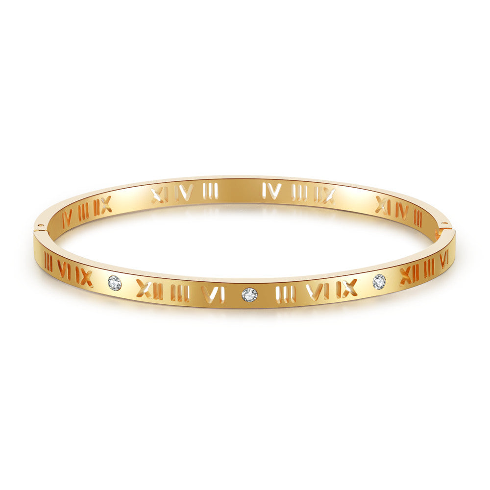 Men's Fashion Simple Titanium Steel Gold Plated Shaped Open Bracelets