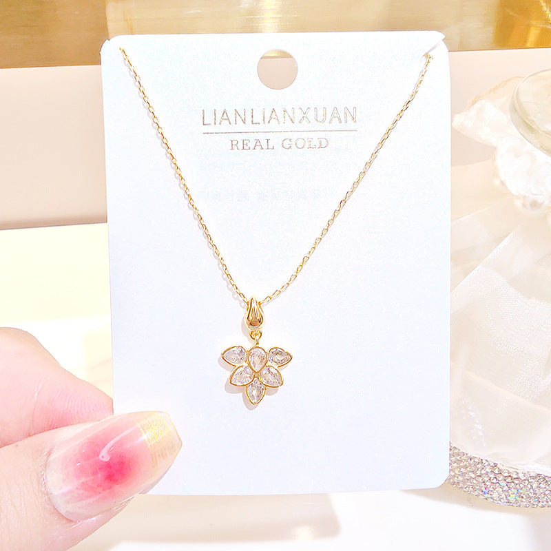 Women's Copper Summer High-grade Simple Refined Zircon Gold Necklaces