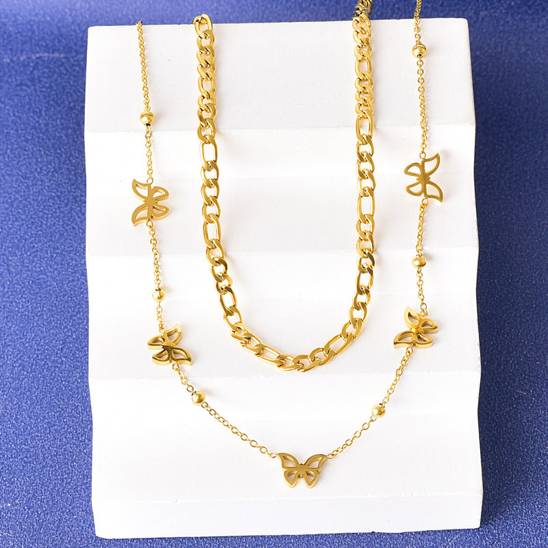 Love Titanium Steel French Fashionable Gold Clavicle Chain Necklaces