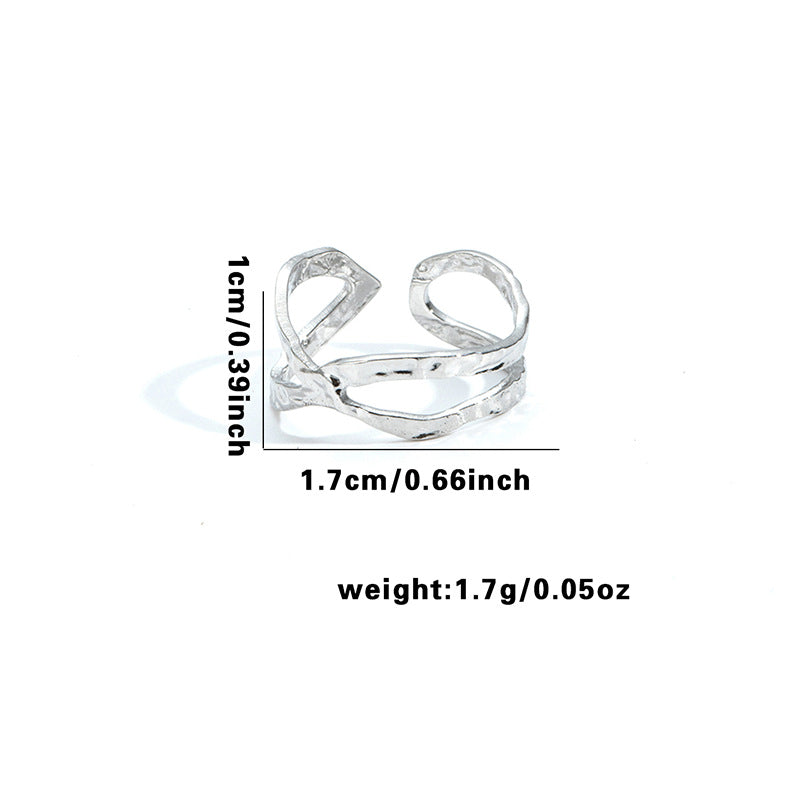Minority Flower V-shaped Design Irregular Geometric Hollow Rings