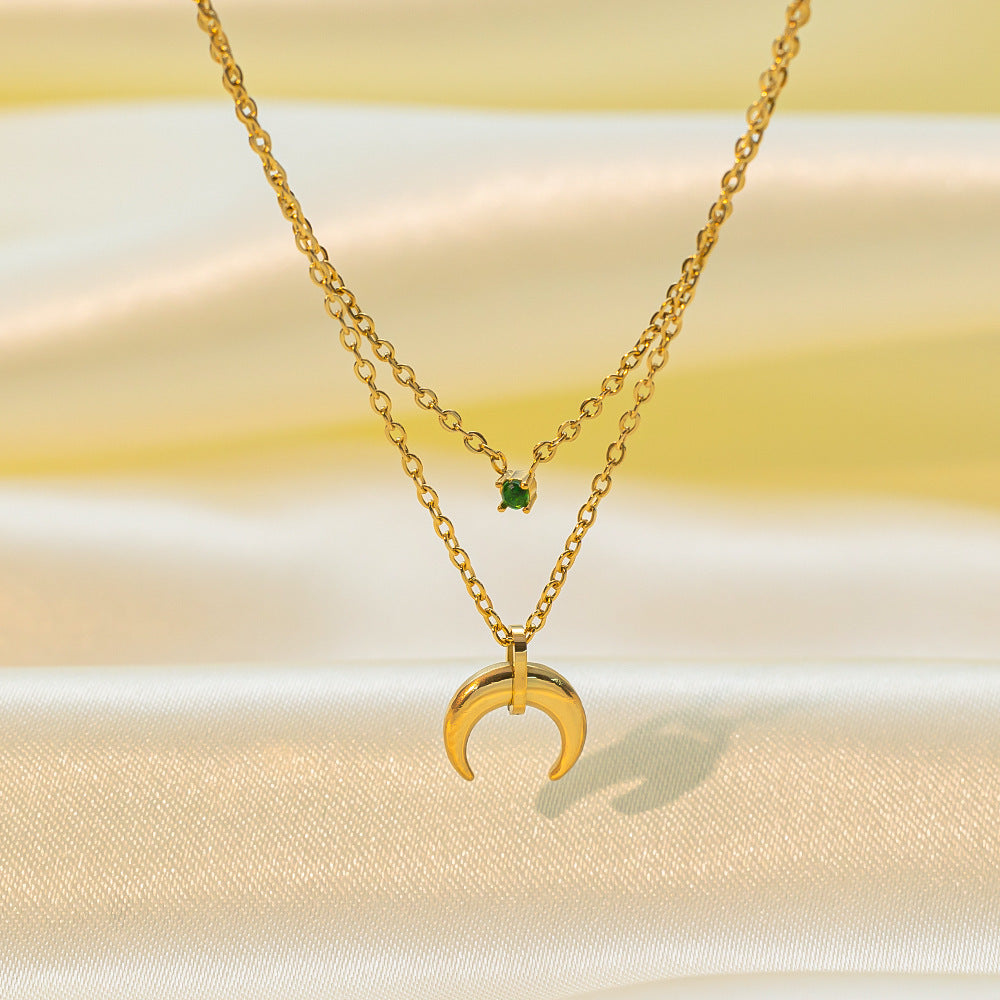 Women's Popular Twin Style Gold-plated Titanium Steel Necklaces