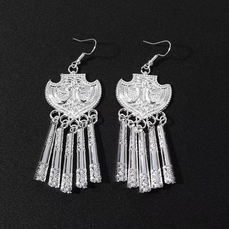 Imitation Miao Sier Ethnic Style Peacock Earrings