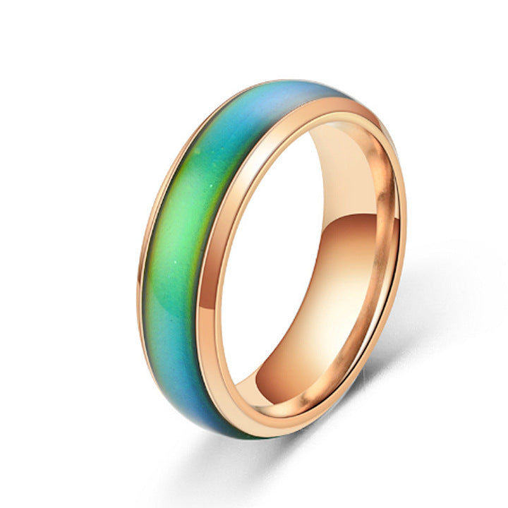 Temperature Change Fashion Colorful Couple Korean Rings
