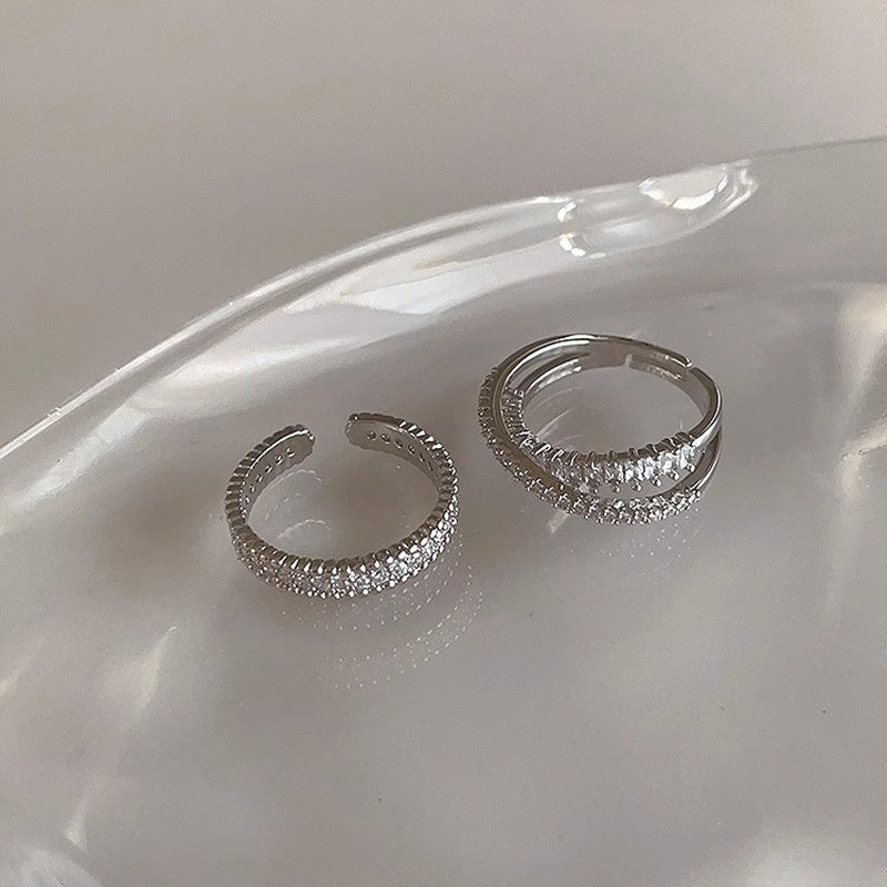 Women's Design Staggered Zircon Metal Open For Rings