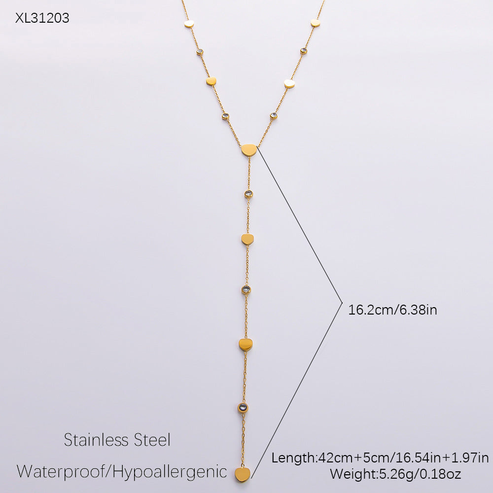 Women's Elegant Stainless Steel Gold-plated Diamond Jewelry Necklaces