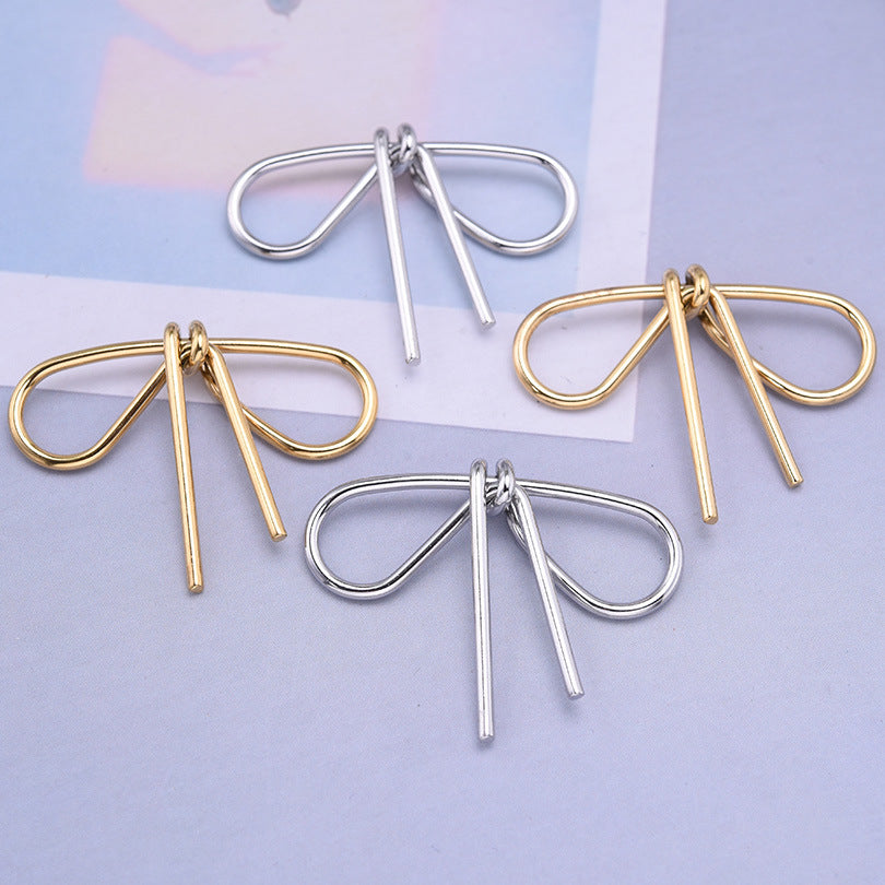 Steel Titanium No Fading Bow Gold Pendants