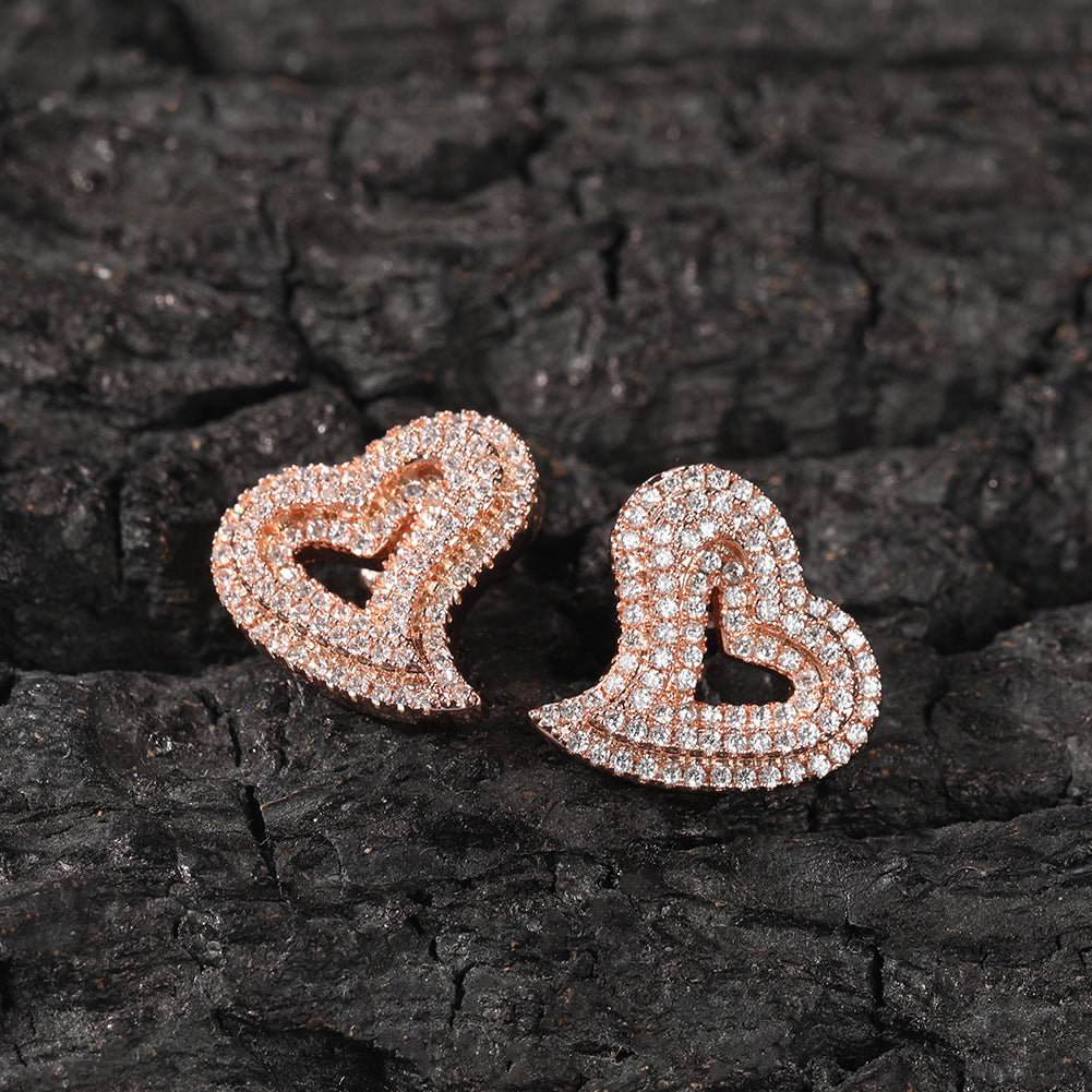 Hollow Love Heart Retro Affordable Luxury Fashion Hip Stud Earrings
