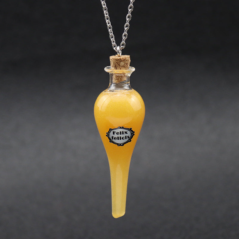 Lucky Bottle Wooden Plug Medicine Epoxy Necklaces
