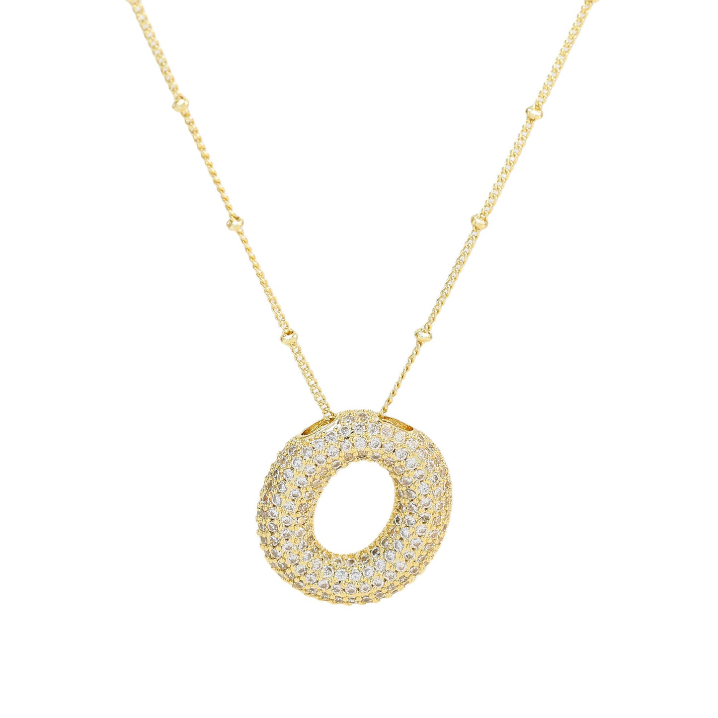 Women's Brass Zircon Bubble Balloon Letter Chubby Necklaces