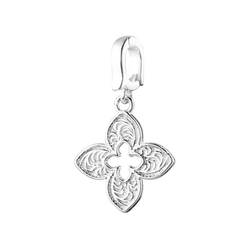 Women's & Men's Sier Geometric Heart Shape Flower For Necklaces
