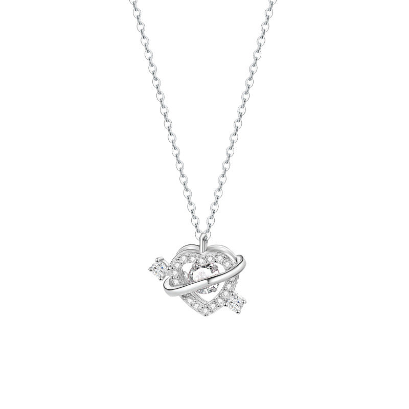 Women's Pure Sier Love Planet Temperament Wild Pink Light Luxury Necklaces