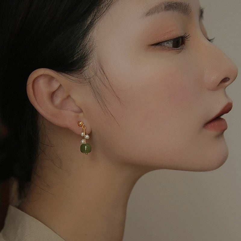 Jade Light Luxury High-grade Ear Clip Mosquito Earrings