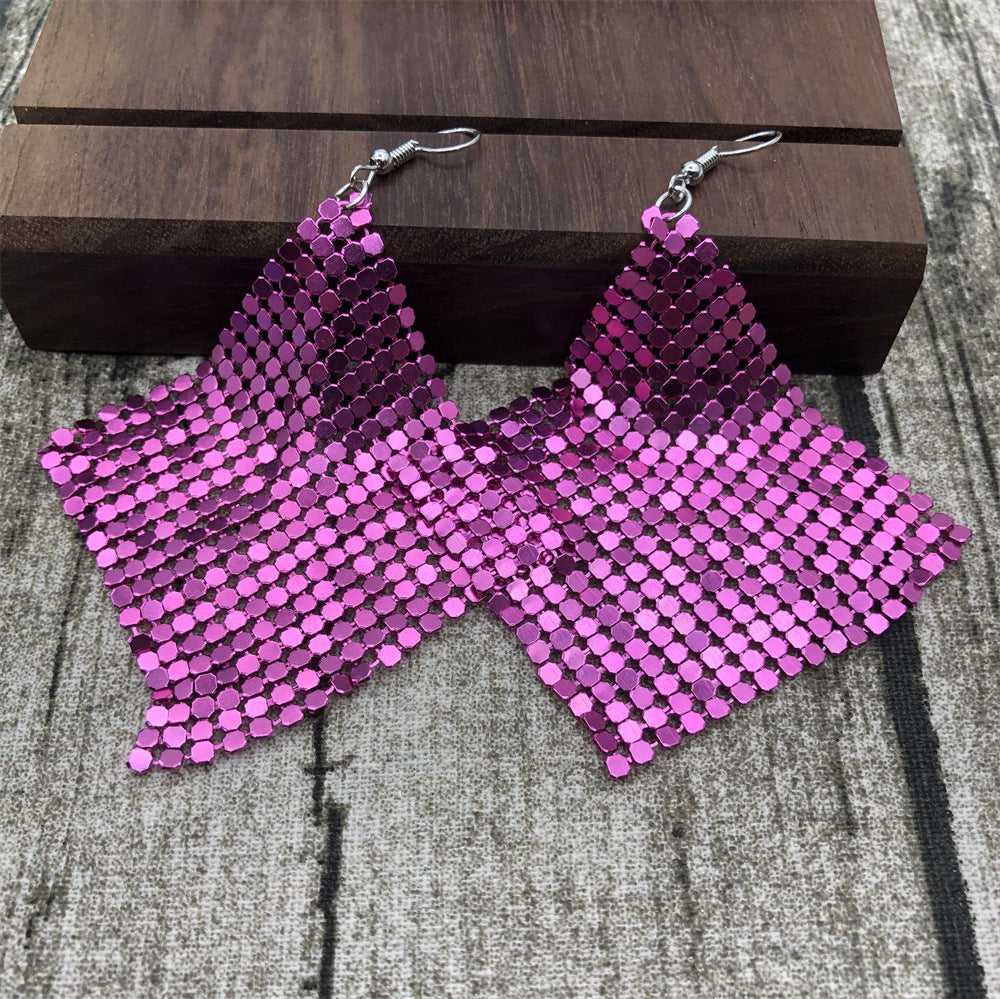 Large Mesh Plate Fashion Square Variable Earrings