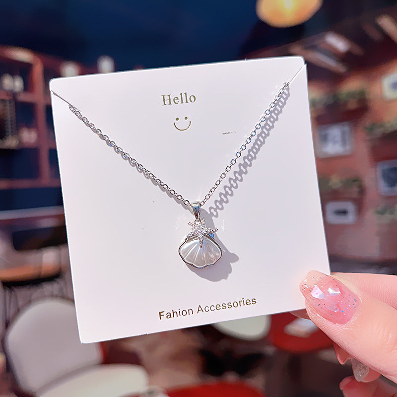 Steel Female Niche High-grade Full Diamond Necklaces