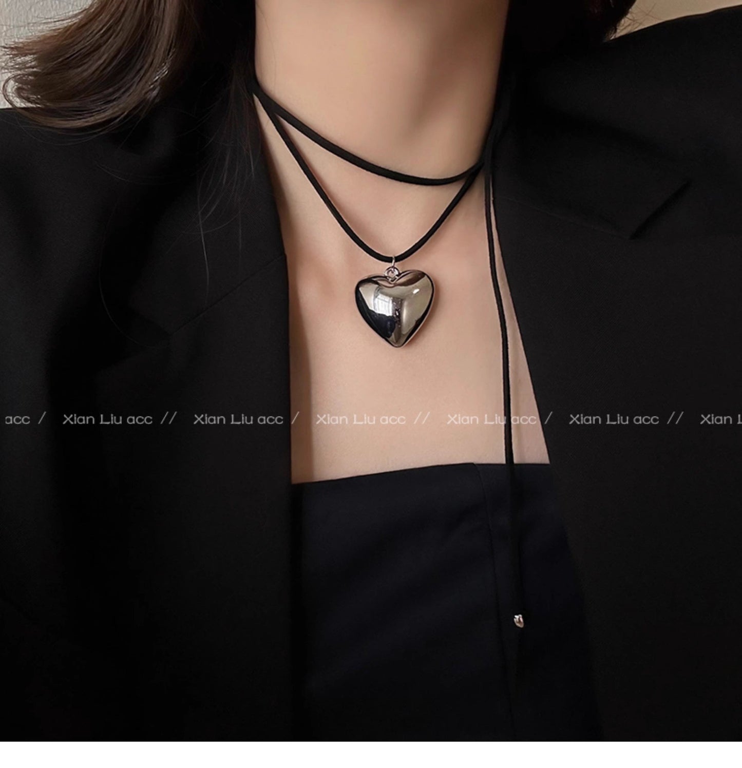 Long Braided Rope Metal Heart Female Niche Retro Necklaces