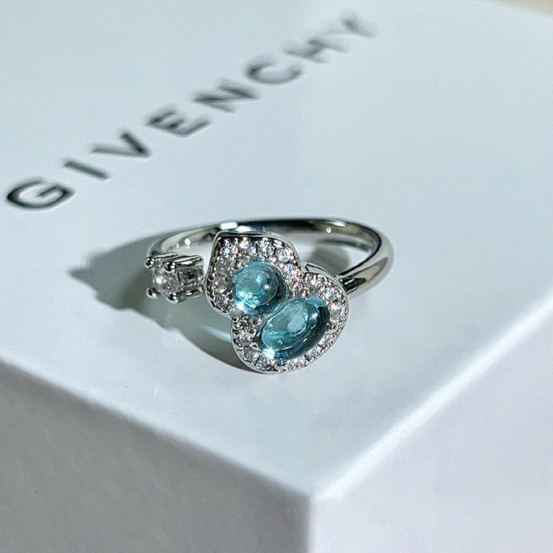 Glacier Blue Dream Cold Sea Enamel Butterfly Ring