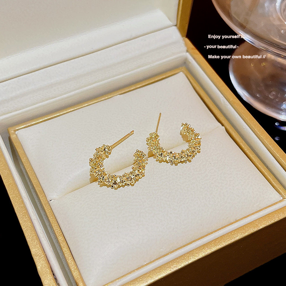 Women's Sier Needle Exquisite Small Simple Geometric Ear Niche Earrings