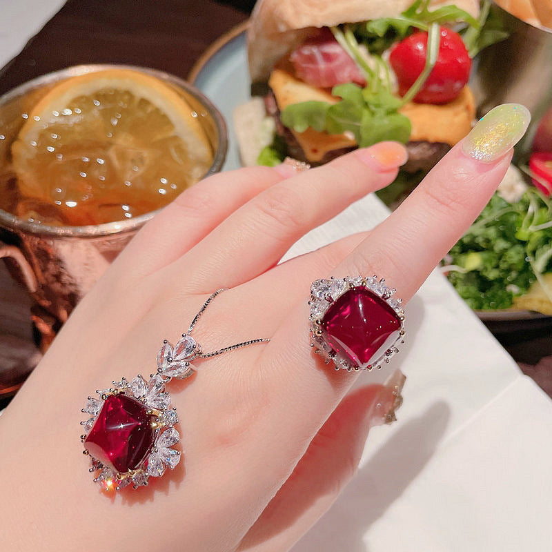 Live Simulation Red Tourmaline Sugar Tower Pendants
