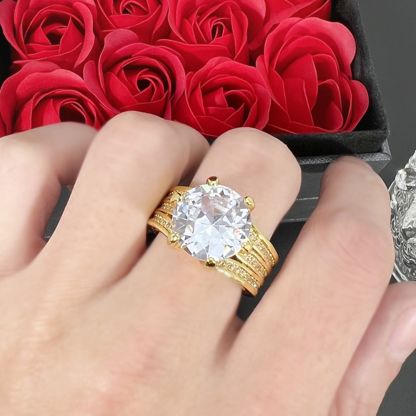 With Carat High Carbon Diamond Fireworks Cut Luxury Super Rings