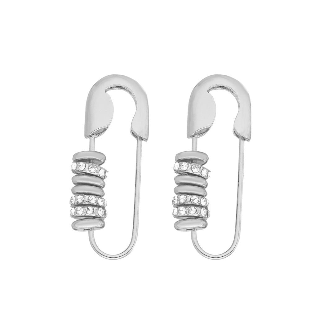 Clip Shape Copper Inlaid Zirconium Korean Earrings