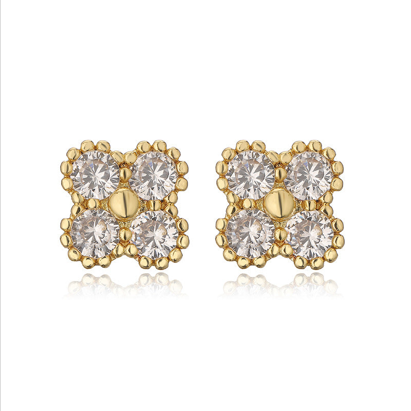 Women's Affordable Luxury Copper Inlaid Color Diamond Earrings
